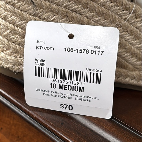 Brand New Liz Claiborne Memory Foam White Fabric Stretch Wedge Espadrille Sandal - Picture 12 of 14